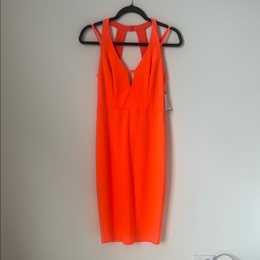 Sexy Neon Orange Sleeveless Dress